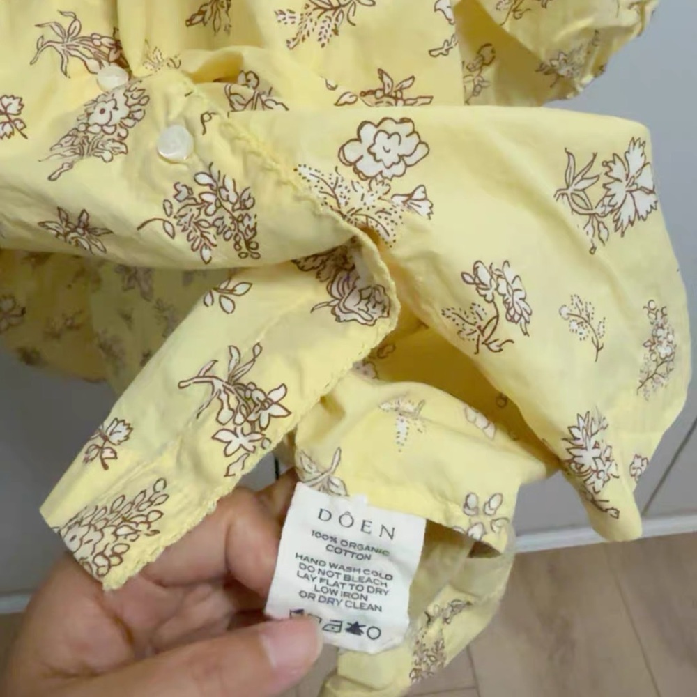 DÔEN Doen Tennessee Floral Cotton Top Sunshine Bouton de Rose Yellow XS - Picture 9 of 13